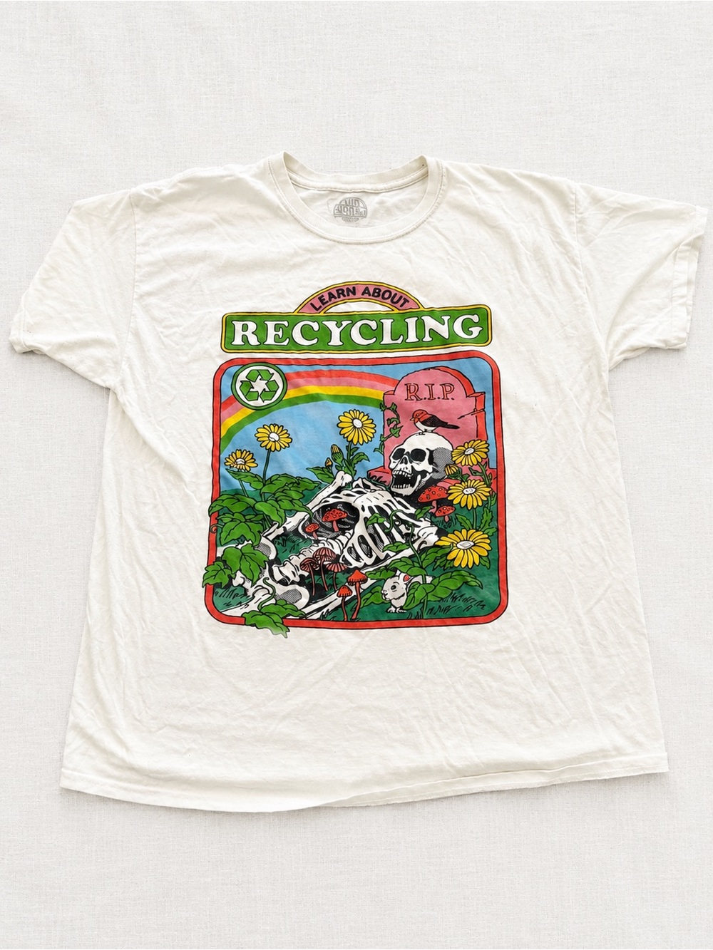 Steven Rhodes White Graphic Tee with Multicolor Print